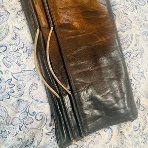 Elegant Black Clutch with Gold Accents